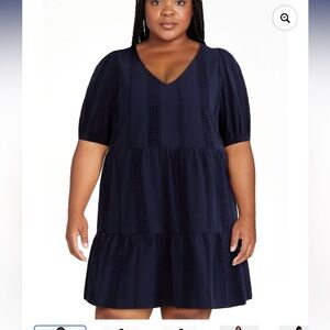 NWT time and entry double line eyelet lace, navy xl sundress